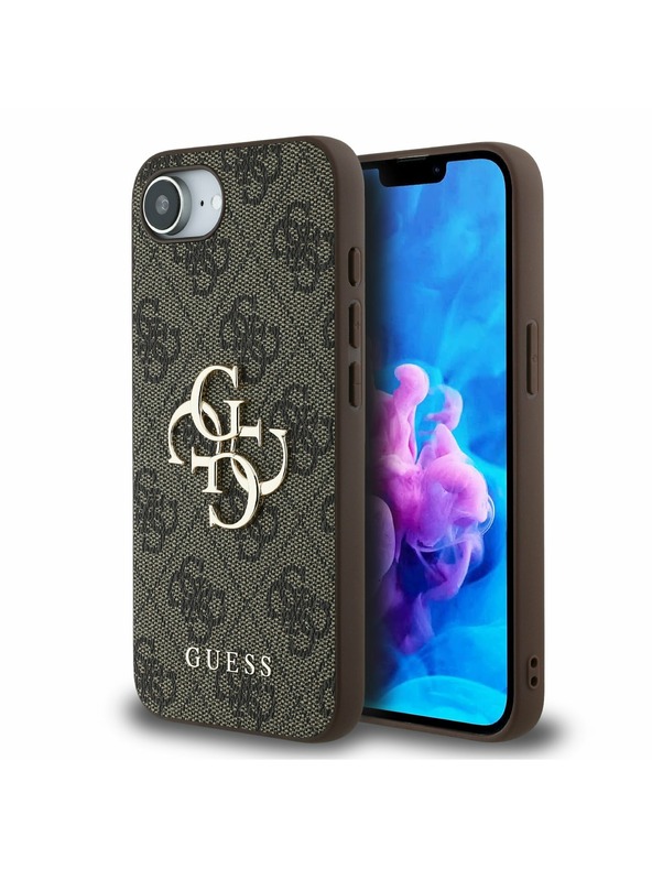 Guess Guess PU 4G Metal Logo Zadní Kryt pro iPhone 16e Brown