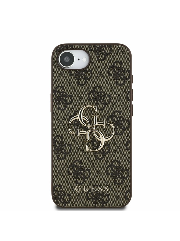 Guess Guess PU 4G Metal Logo Zadní Kryt pro iPhone 16e Brown