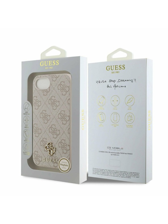 Guess Guess PU 4G Small Metal Logo MagSafe Zadní Kryt pro iPhone 16e Pink