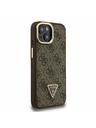 Guess Guess PU 4G Strass Triangle Logo Stand Camera Frame MagSafe Zadní Kryt pro iPhone 15 Brown