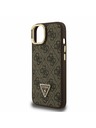 Guess Guess PU 4G Strass Triangle Logo Stand Camera Frame MagSafe Zadní Kryt pro iPhone 15 Brown