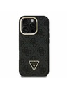 Guess Guess PU 4G Strass Triangle Logo Stand Camera Frame MagSafe Zadní Kryt pro iPhone 16 Pro Black