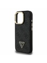 Guess Guess PU 4G Strass Triangle Logo Stand Camera Frame MagSafe Zadní Kryt pro iPhone 16 Pro Black