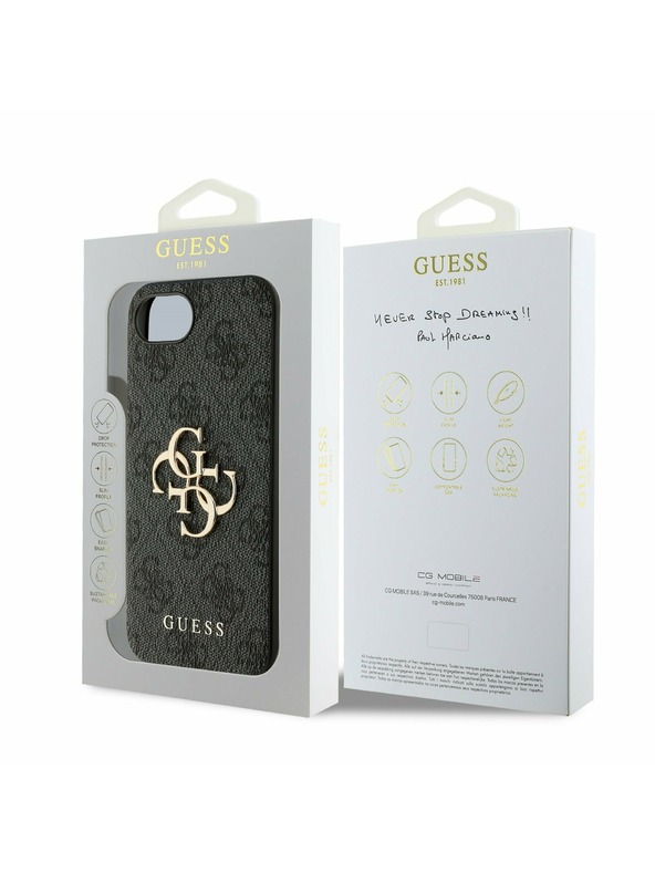 Guess Guess PU 4G Metal Logo Zadní Kryt pro iPhone 16e Grey