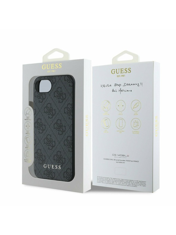 Guess Guess 4G Charm Zadní Kryt pro iPhone 16e Tone on Tone Grey
