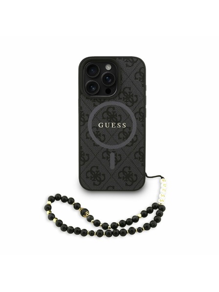 Guess Guess PU Leather 4G Colored Ring Strap MagSafe Zadní Kryt pro iPhone 16 Pro Black