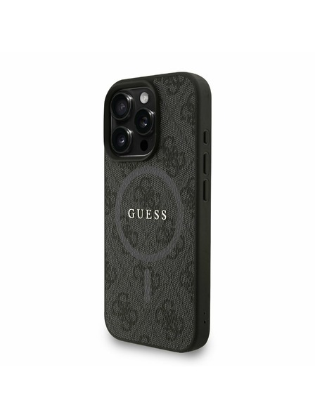 Guess Guess PU Leather 4G Colored Ring Strap MagSafe Zadní Kryt pro iPhone 16 Pro Black