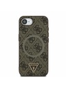 Guess Guess PU 4G Strass Triangle Metal Logo Zadní Kryt pro iPhone 16e Brown