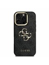 Guess Guess PU 4G Metal Logo Stand Camera Frame Zadní Kryt pro iPhone 16 Pro Max Black