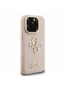 Guess Guess PU Grained 4G Logo Stand Camera Frame Zadní Kryt pro iPhone 15 Pro Pink