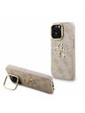 Guess Guess PU 4G Metal Logo Stand Camera Frame Zadní Kryt pro iPhone 15 Pro Pink