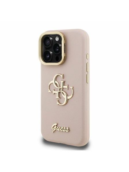 Guess Guess PU Grained 4G Logo Stand Camera Frame Zadní Kryt pro iPhone 15 Pro Max Pink