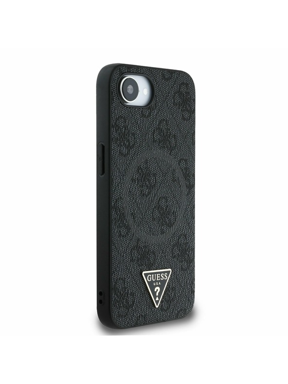 Guess Guess PU 4G Strass Triangle Metal Logo Zadní Kryt pro iPhone 16e Black