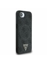 Guess Guess PU 4G Strass Triangle Metal Logo Zadní Kryt pro iPhone 16e Black