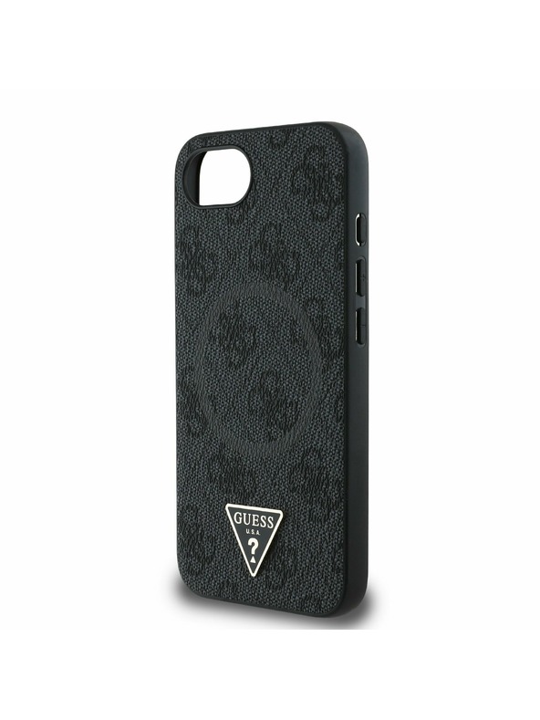 Guess Guess PU 4G Strass Triangle Metal Logo Zadní Kryt pro iPhone 16e Black