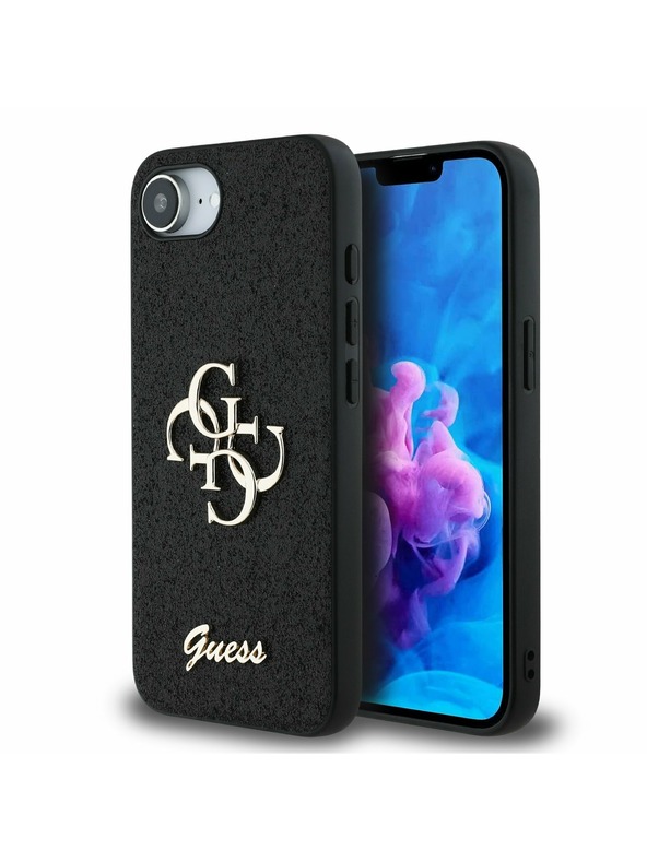 Guess Guess PU Fixed Glitter 4G Metal Logo Zadní Kryt pro iPhone 16e Black