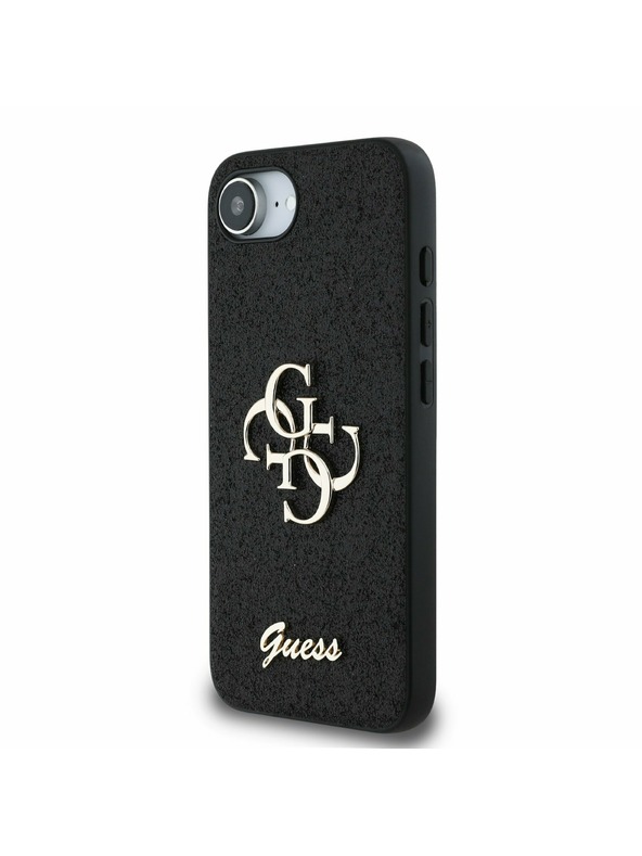 Guess Guess PU Fixed Glitter 4G Metal Logo Zadní Kryt pro iPhone 16e Black