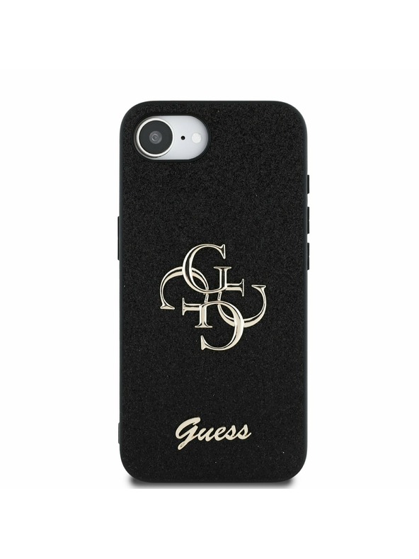 Guess Guess PU Fixed Glitter 4G Metal Logo Zadní Kryt pro iPhone 16e Black