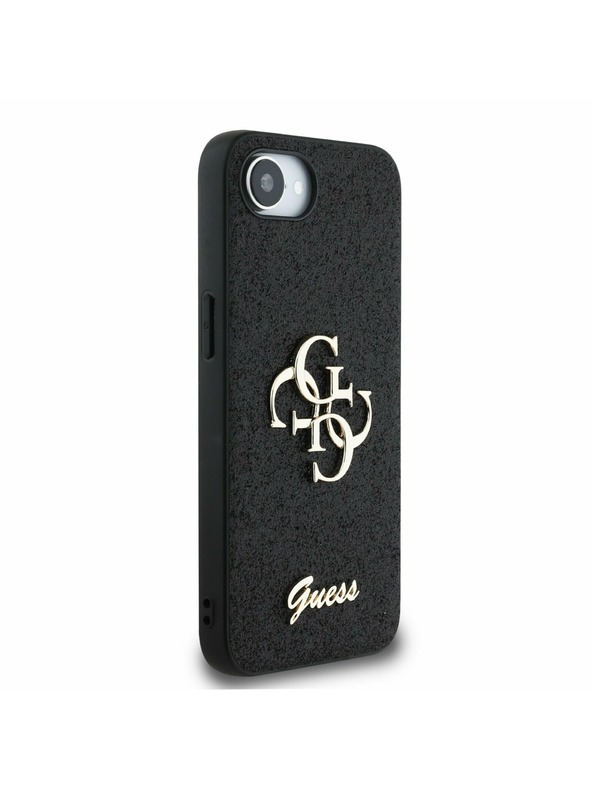 Guess Guess PU Fixed Glitter 4G Metal Logo Zadní Kryt pro iPhone 16e Black