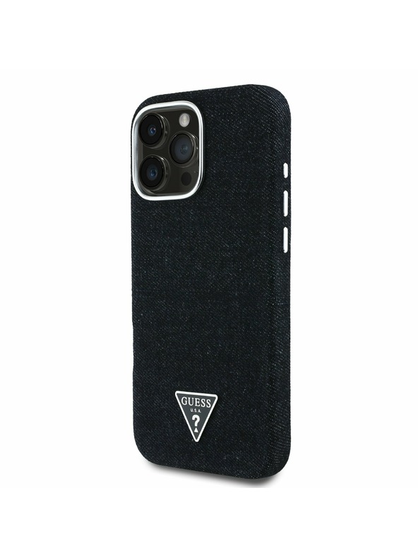 Guess Guess Denim Triangle Logo MagSafe Zadní Kryt pro iPhone 16 Pro Black