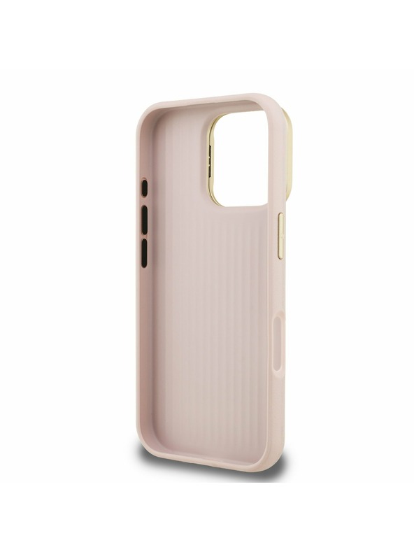 Guess Guess PU Grained 4G Logo Stand Camera Frame Zadní Kryt pro iPhone 16 Pro Max Pink