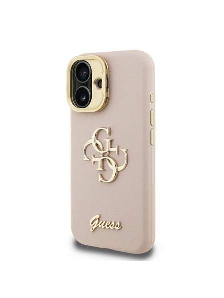 Guess Guess PU Grained 4G Logo Stand Camera Frame Zadní Kryt pro iPhone 16 Pink