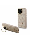 Guess Guess PU 4G Strass Triangle Logo Stand Camera Frame MagSafe Zadní Kryt pro iPhone 15 Pro Max Pink