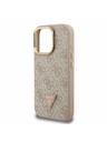 Guess Guess PU 4G Strass Triangle Logo Stand Camera Frame MagSafe Zadní Kryt pro iPhone 15 Pro Max Pink