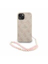 Guess Guess PU Leather 4G Colored Ring Strap MagSafe Zadní Kryt pro iPhone 13 Pink