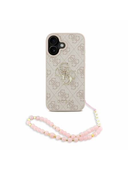 Guess Guess PU 4G Metal Logo Strap Zadní Kryt pro iPhone 16 Pink