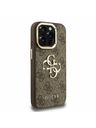 Guess Guess PU 4G Metal Logo Stand Camera Frame Zadní Kryt pro iPhone 15 Pro Brown