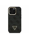 Guess Guess PU 4G Strass Triangle Logo Stand Camera Frame MagSafe Zadní Kryt pro iPhone 15 Pro Max Black