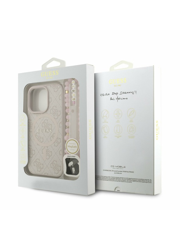 Guess Guess PU Leather 4G Colored Ring Strap MagSafe Zadní Kryt pro iPhone 16 Pro Max Pink