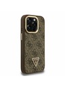 Guess Guess PU 4G Strass Triangle Logo Stand Camera Frame MagSafe Zadní Kryt pro iPhone 15 Pro Brown