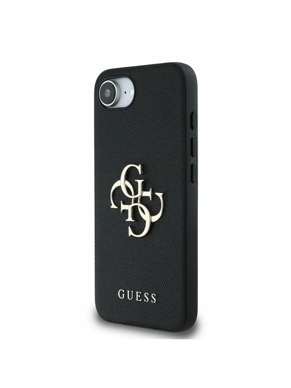 Guess Guess PU Grained 4G Metal Logo Zadní Kryt pro iPhone 16e Black