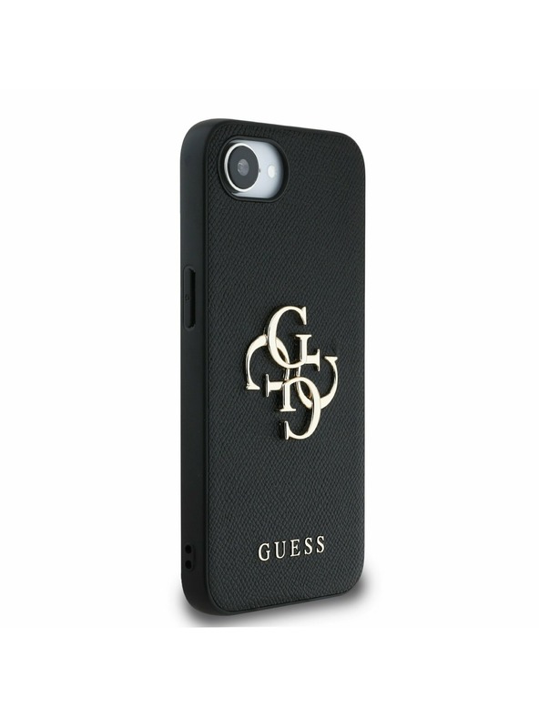 Guess Guess PU Grained 4G Metal Logo Zadní Kryt pro iPhone 16e Black