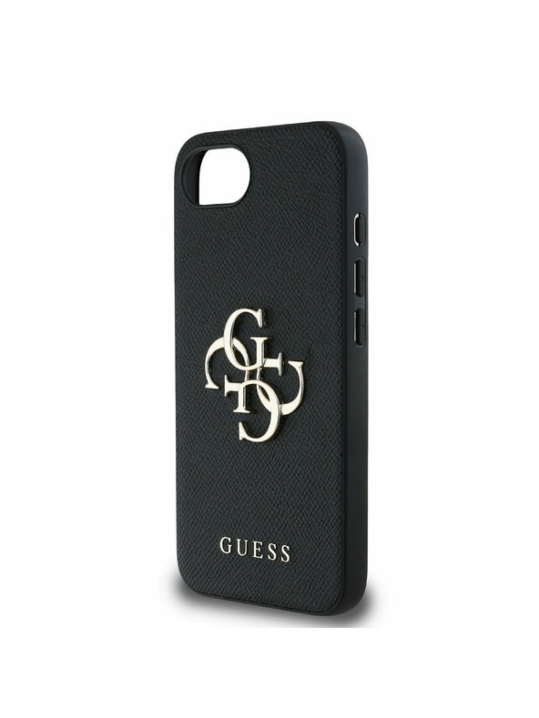 Guess Guess PU Grained 4G Metal Logo Zadní Kryt pro iPhone 16e Black