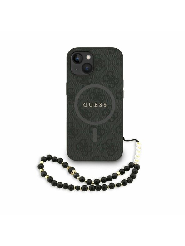 Guess Guess PU Leather 4G Colored Ring Strap MagSafe Zadní Kryt pro iPhone 13 Black
