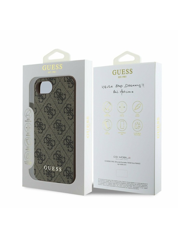 Guess Guess 4G Charm Zadní Kryt pro iPhone 16e Tone on Tone Brown