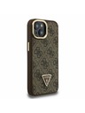 Guess Guess PU 4G Strass Triangle Logo Stand Camera Frame MagSafe Zadní Kryt pro iPhone 13 Brown