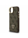 Guess Guess PU 4G Strass Triangle Logo Stand Camera Frame MagSafe Zadní Kryt pro iPhone 13 Brown