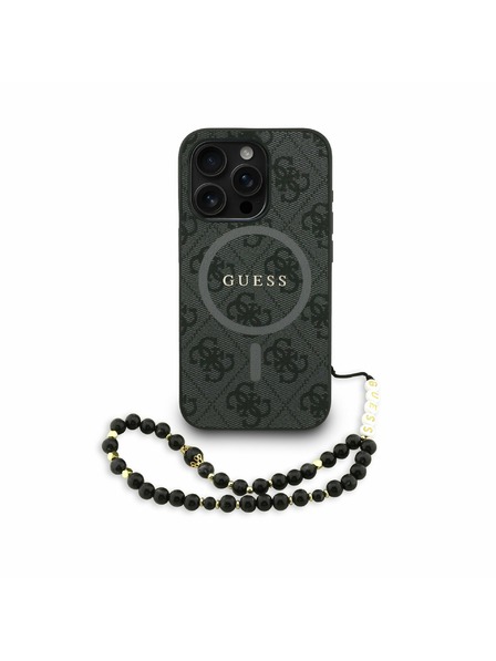 Guess Guess PU Leather 4G Colored Ring Strap MagSafe Zadní Kryt pro iPhone 15 Pro Black