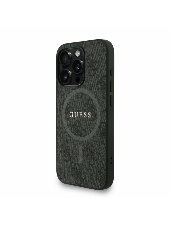 Guess Guess PU Leather 4G Colored Ring Strap MagSafe Zadní Kryt pro iPhone 15 Pro Black
