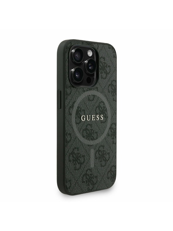 Guess Guess PU Leather 4G Colored Ring Strap MagSafe Zadní Kryt pro iPhone 15 Pro Black