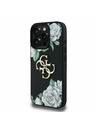 Guess Guess PU Grained Roses 4G Metal Logo Zadní Kryt pro iPhone 16 Pro Black