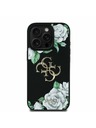 Guess Guess PU Grained Roses 4G Metal Logo Zadní Kryt pro iPhone 16 Pro Black