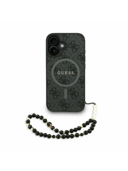 Guess Guess PU Leather 4G Colored Ring Strap MagSafe Zadní Kryt pro iPhone 16 Black