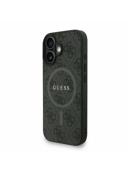 Guess Guess PU Leather 4G Colored Ring Strap MagSafe Zadní Kryt pro iPhone 16 Black