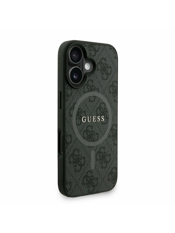 Guess Guess PU Leather 4G Colored Ring Strap MagSafe Zadní Kryt pro iPhone 16 Black