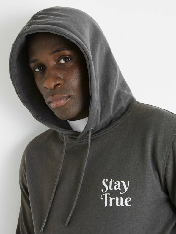 Celio Šedá pánská mikina s kapucí Celio